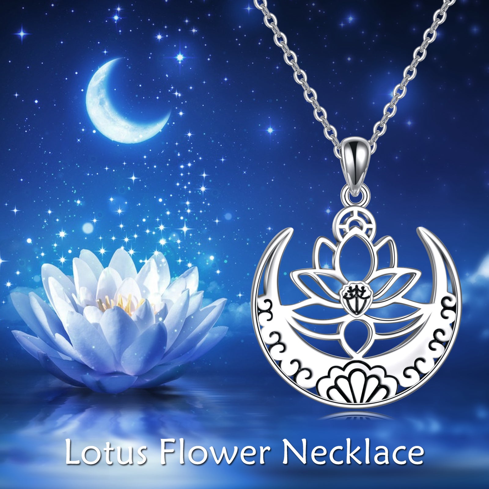 Lotus Flower Symbol Yoga Necklace Sterling Silver Sanskrit Symbol  Balancing Jewelry