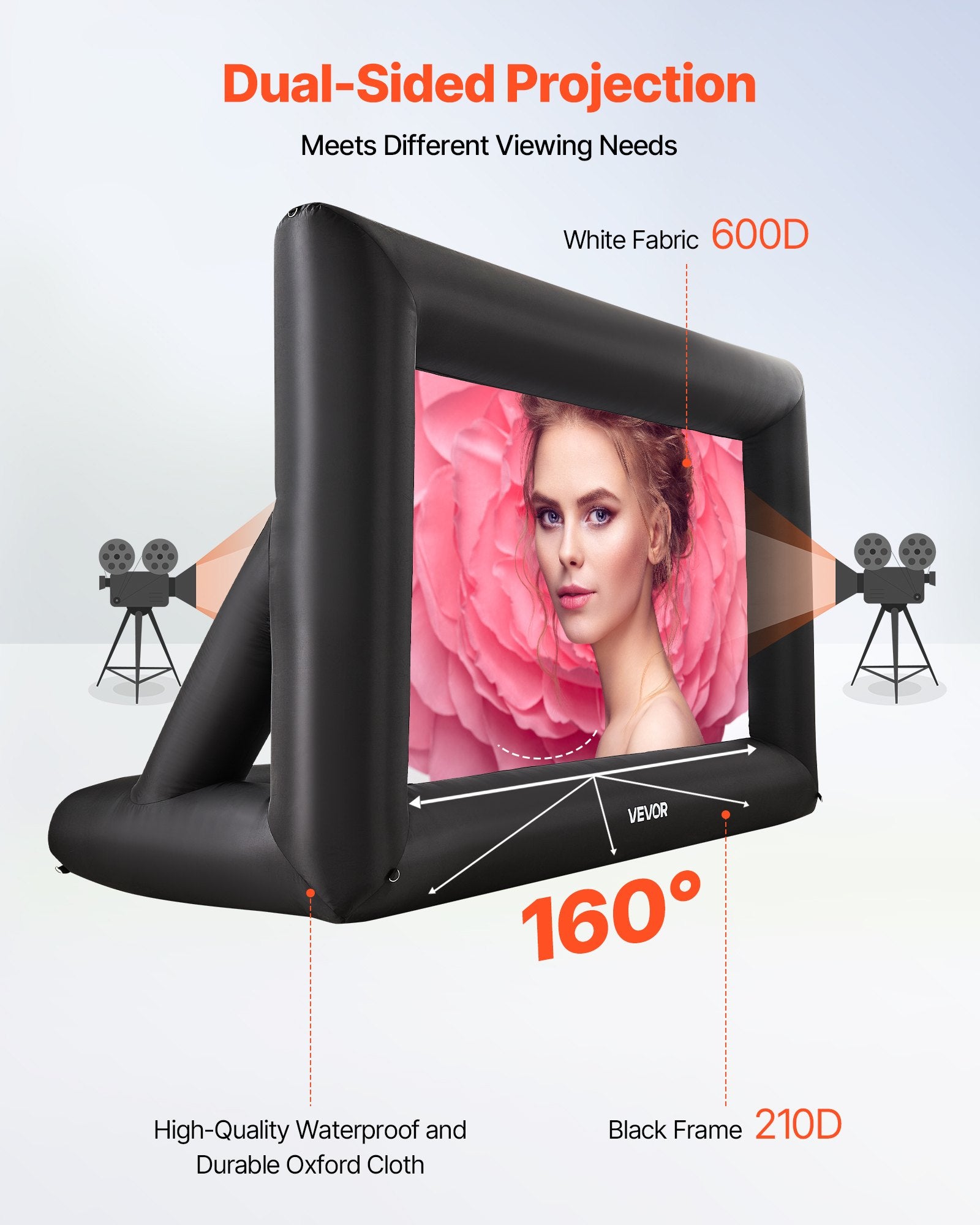 14FT Inflatable Projector Screen, Inflatable Movie Screen Outdoor With 120W Air Blower Projector Screen Oxford Fabric Material Blow Up Screen For Outdoor Backyard, Home Theater, Theme Party - 5 - CJ