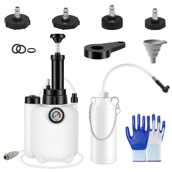 1 Set 3L Manual Brake Bleeder Kit One Person Brake Bleed Vacuum Pump Automotive Brake Fluid Bleeding Kit With 1L Waste Oil Bottle 4 Master Cylinder Adapters Gloves Funnel Fit For Most Vehicles - 5 - CJ