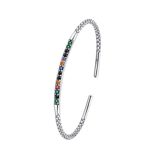 S925 Sterling Silver Vintage Carved Pattern Bracelet Women's Simple Small Design Rainbow Light Luxury Bracelet - 4 - https://x.com/titan_prim62775J