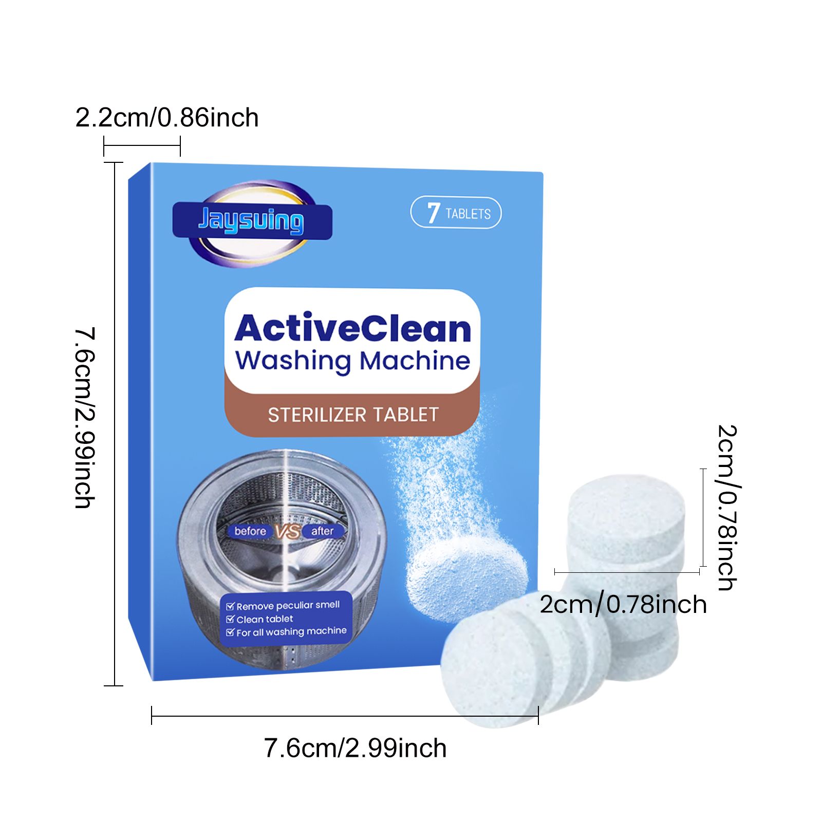 Jaysuing Washing Machine Cleaning Tablets Washing Machine Trough Automatic Roller Cleaning Dirt & Odor Cleaning Tablets - 5 - CJ