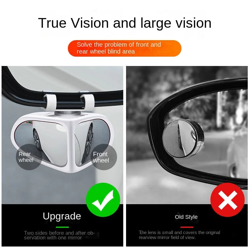 Car Reversing Small Round Mirror Front And Rear Wheel Wide - Angle Mirror Double - Sided Auxiliary Rearview 360 Adjustable Wide Angle Side Rear View Mirror For Car - 5.0 - CJ