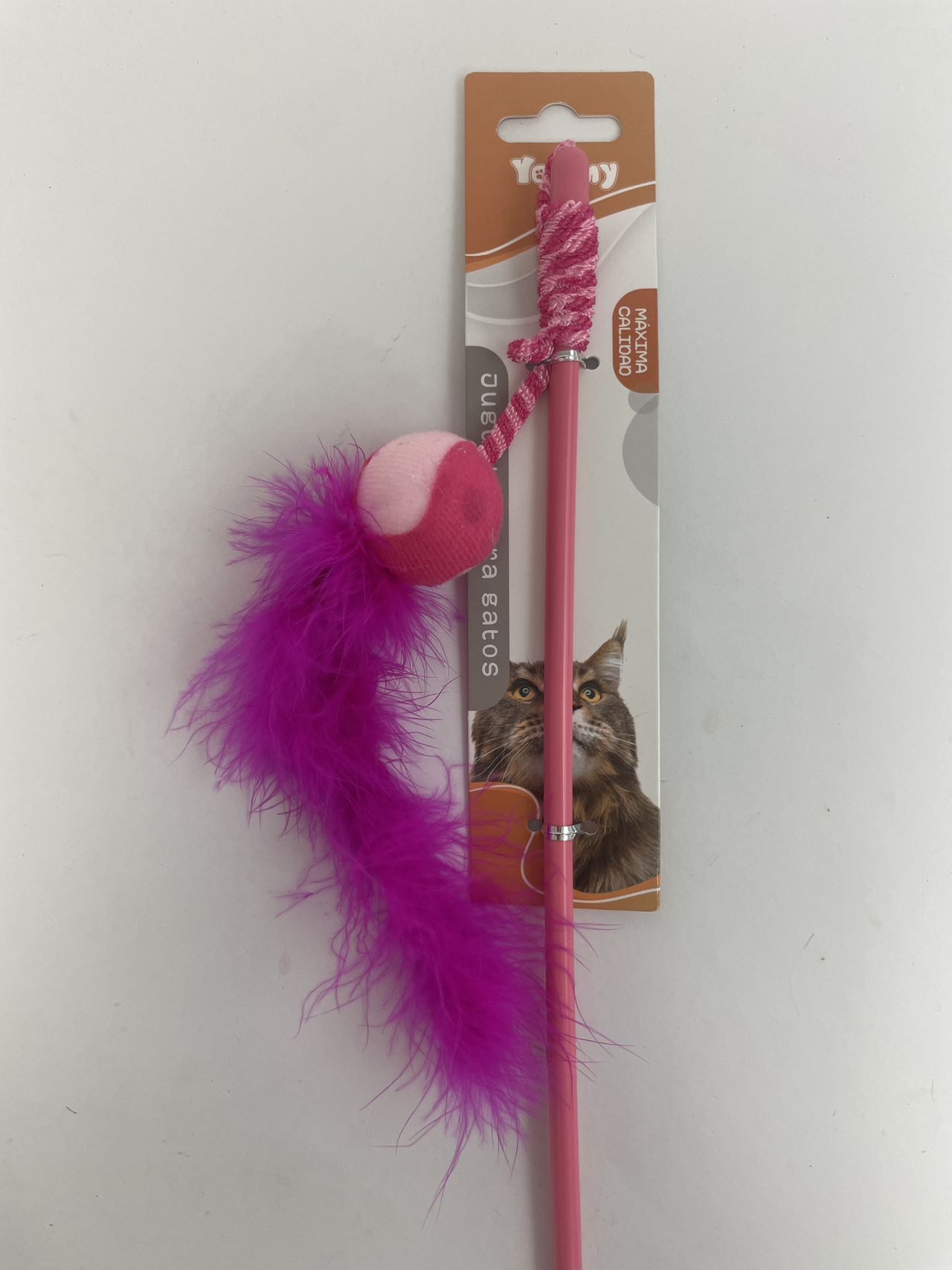 Small Ball Turkey Feather Cat Teaser - 5 - CJ