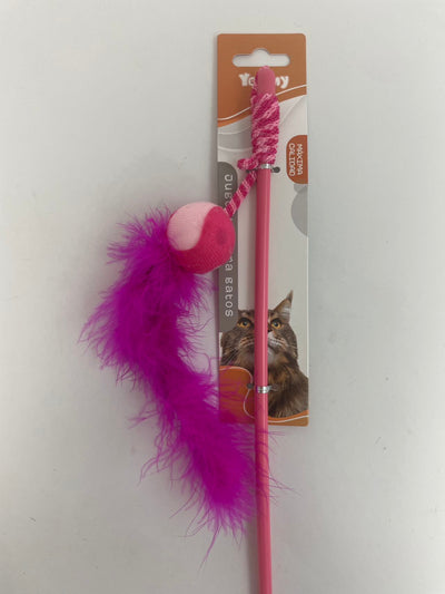 Small Ball Turkey Feather Cat Teaser - 5 - CJ