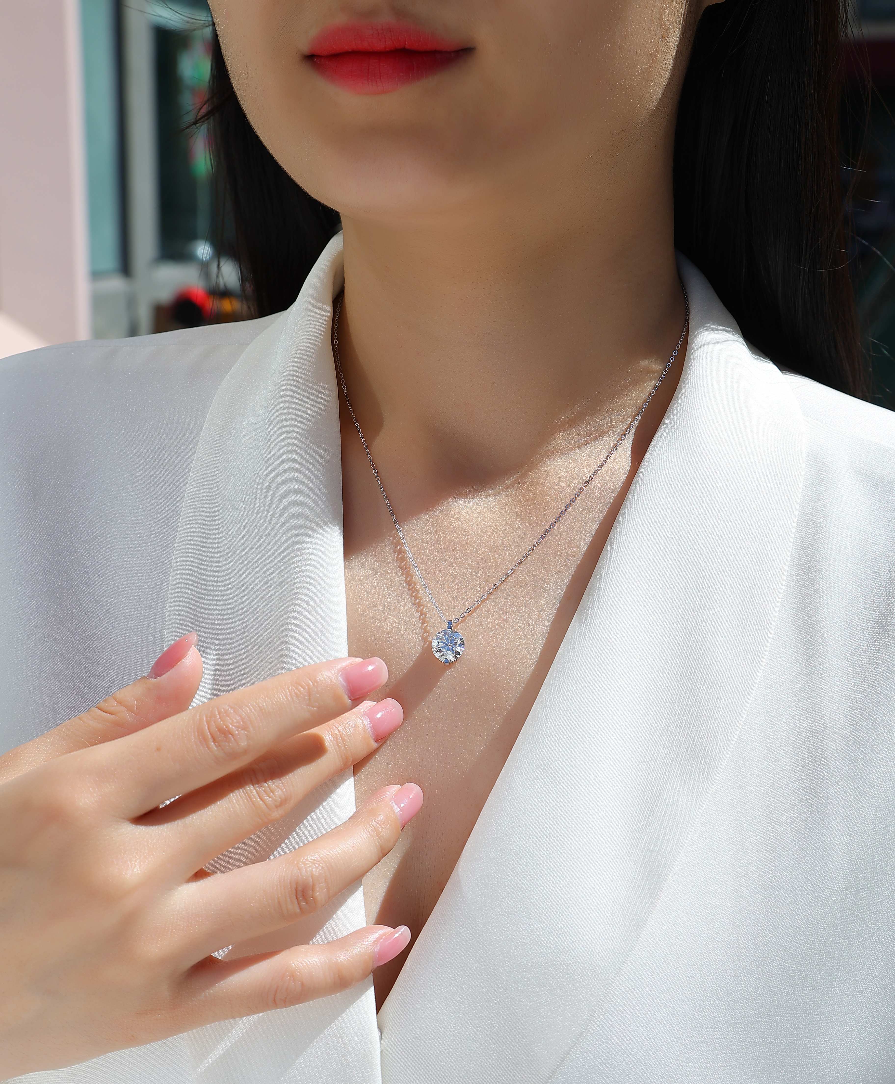 1Time Lasts - A Fashionable And Luxurious Diamond Jewelry Pendant Set With 2 - carat, 3 - carat And 5 - carat Moissan Diamonds, S925 Sterling Silver And Platinum Plating Prohibit TikTok sales - 5 - cj