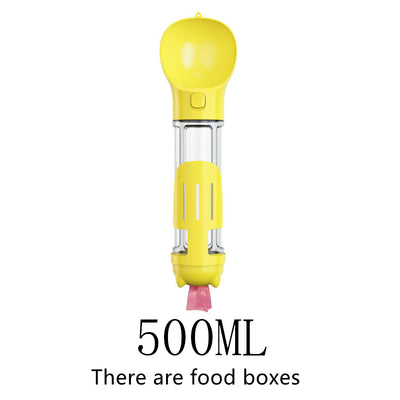 Pet Multi - functional Water Bottle - 0 - CJ - 500ML has food box Yellow - CJJJCWGY02802 - 500ML has food box Yellow