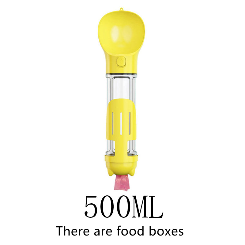 Pet Multi - functional Water Bottle - 0 - CJ - 500ML has food box Yellow - CJJJCWGY02802 - 500ML has food box Yellow