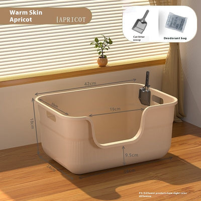 Oversized Splash - proof Cat Litter Box Oversized Open Semi - closed Cat Toilet - 0 - CJ