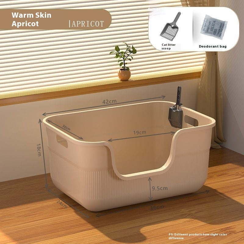 Oversized Splash - proof Cat Litter Box Oversized Open Semi - closed Cat Toilet - 0 - CJ - Apricot 42cm - CJYD213170202BY