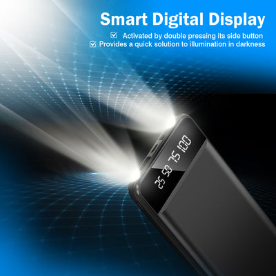1Pc 10000mAh Power Bank Portable Ultra Slim Charger External Battery Pack With 2 USB Output Ports Charging Cable LED Flashlight Compatible With IOSPhone 15 And More - 5 - CJ