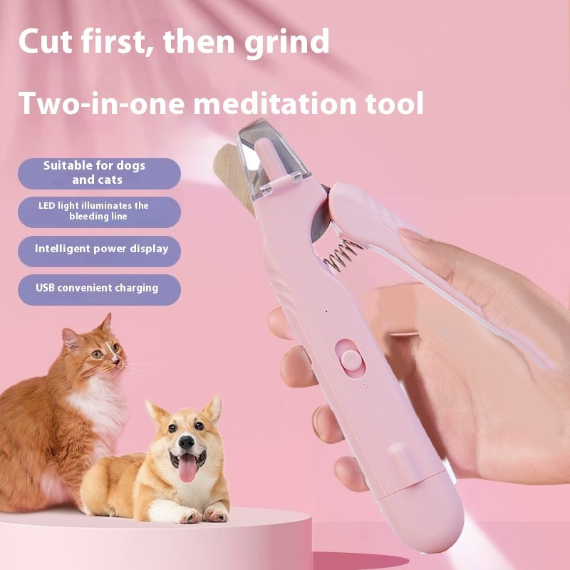 2 In 1 Pet Nail Clippers With Led Light Dog Cat Special Blood Line Scissors Multifunction Animals Paw Nail Trimmer Pet Supplies - 0 - CJ