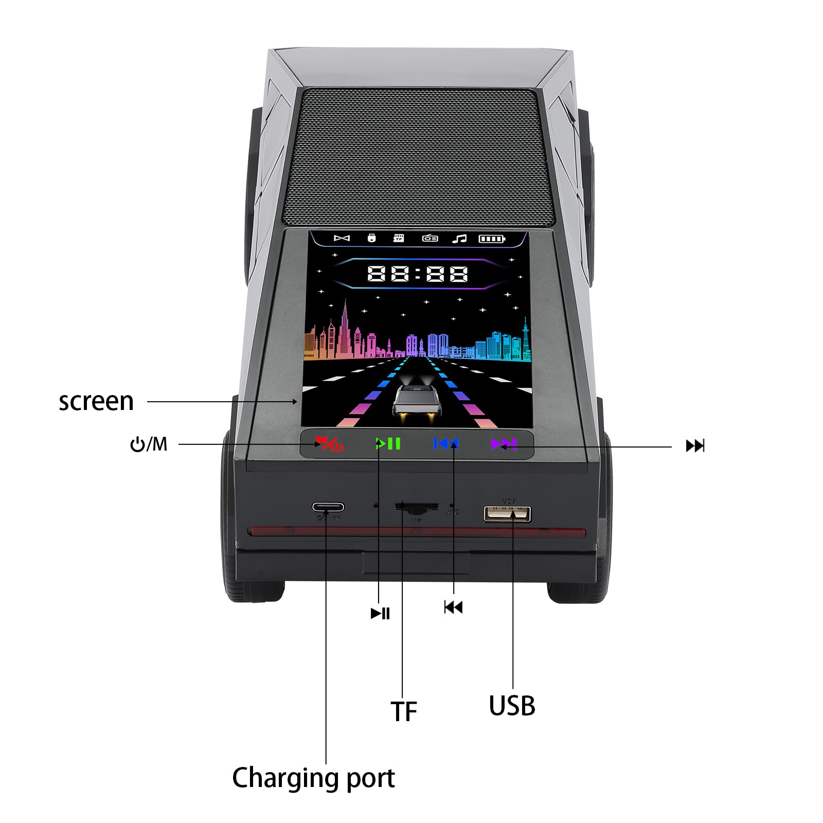 WS - 580 Bluetooth Pickup Truck Portable Speaker With Display, High - definition Sound, TWS Pairing, FM Radio, Built - in Microphone For Hands - free Calls, A Surprising Gift For Car Enthusiasts - 5 - CJ