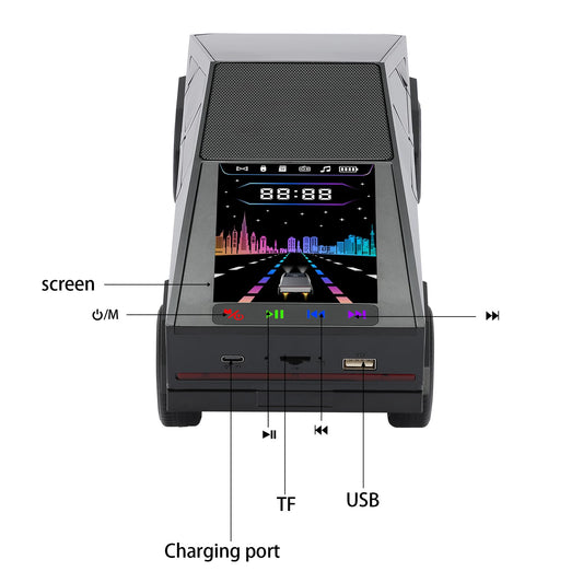 WS - 580 Bluetooth Pickup Truck Portable Speaker With Display, High - definition Sound, TWS Pairing, FM Radio, Built - in Microphone For Hands - free Calls, A Surprising Gift For Car Enthusiasts - 5 - CJ