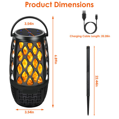 1Pc 4 In 1 Wireless 5.3 Outdoor Speaker IPX5 Waterproof Patio Speaker LED Flame Speaker With 3 Flame Light Modes Hook Stake Wall Mount Holder Sync Up To 1,00 Speakers - 5 - CJ