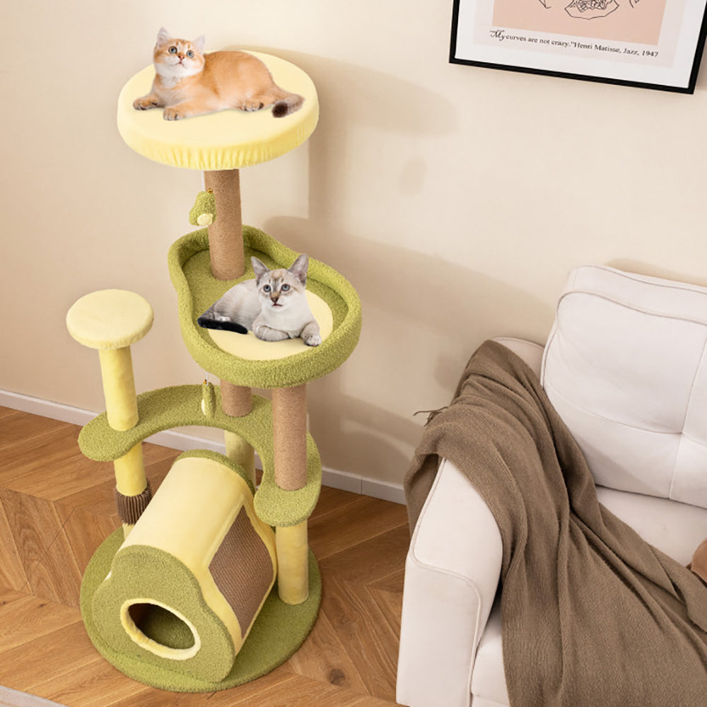 Freestanding Multi - level Avocado Cat Tower With Private Condo - 5 - CJ