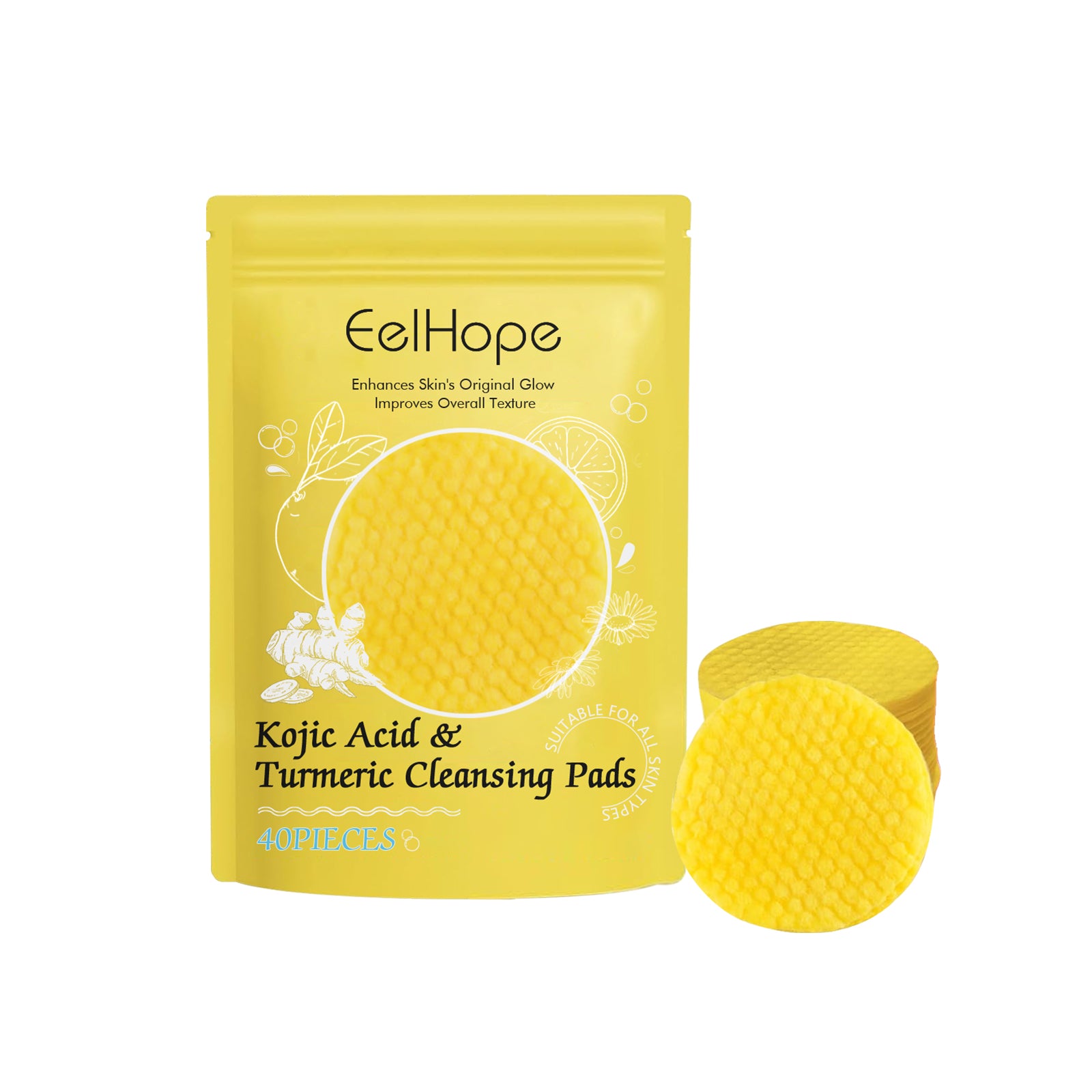 Eelhope Turmeric Acid Cleansing Pad Facial Gentle Cleansing Moisturizing Refreshing Skin Care Cleansing Pad - 5 - CJ