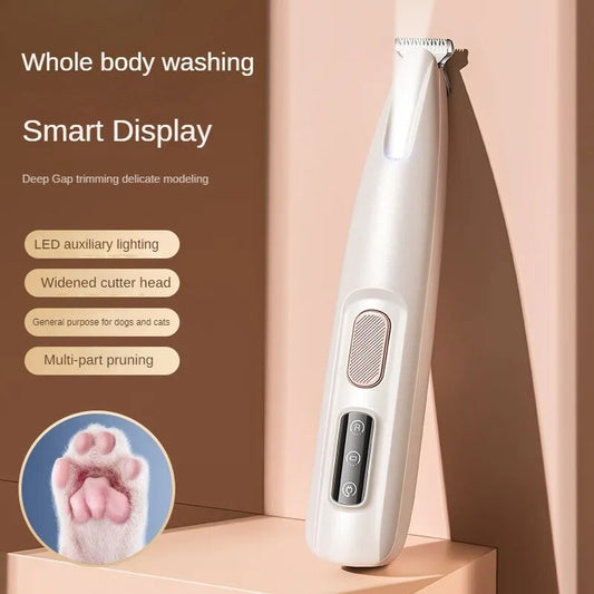 New Dog Paw Trimmer With LED Light Fully Waterproof Pet Hair Trimmer With LED Display Dog Clippers For Grooming 18mm Widen Blade - 5 - CJ
