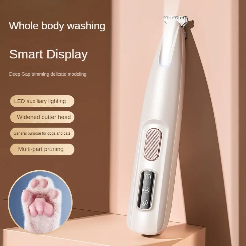 New Dog Paw Trimmer With LED Light Fully Waterproof Pet Hair Trimmer With LED Display Dog Clippers For Grooming 18mm Widen Blade - 5 - CJ