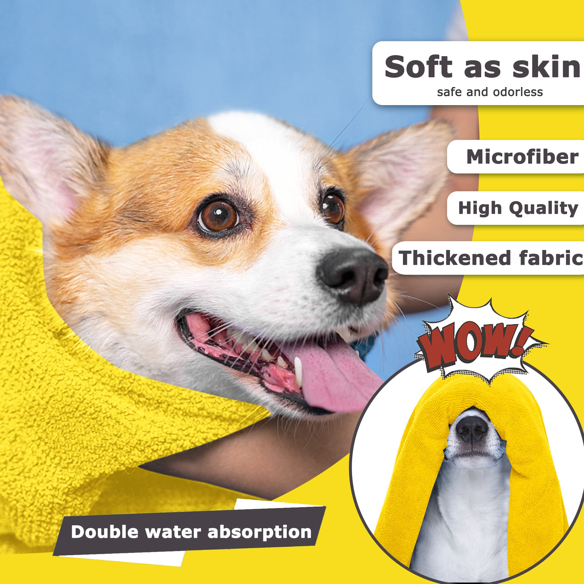 Dog Towels For Drying Dogs Drying Towel Dog Bath Towel, Quick - drying Pet Dog And Cat Towels Soft Fiber Towels Robe Super Absorbent Quick Drying Soft Microfiber Pet Towel For Dogs, Cats Yellow - 5 - CJ