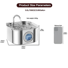 Cat Water Fountain Stainless Steel,108oz 3.2L Cat Fountain For Drinking - Pet Water Fountain Inside - Automatic Dog Watering Dispenser Bowl - Pet Feeding & Watering Supplies - Water Level Window - 5 - CJ