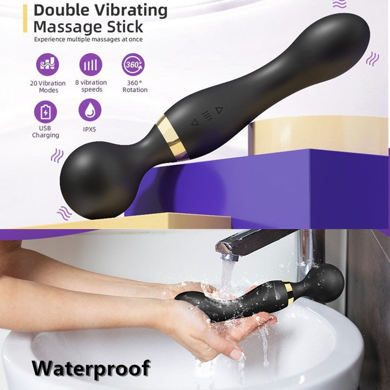 USB Rechargeable Massager Wand Vibrating Magic Massage Full Body Therapy Double Head - 5 - CJ