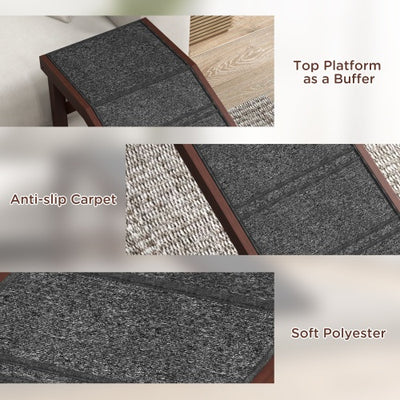 PawHut Dog Ramp For Bed, Pet Ramp For Dogs With Non - Slip Carpet And Top Platform, 74 X 16 X 25, Brown - 5 - CJ