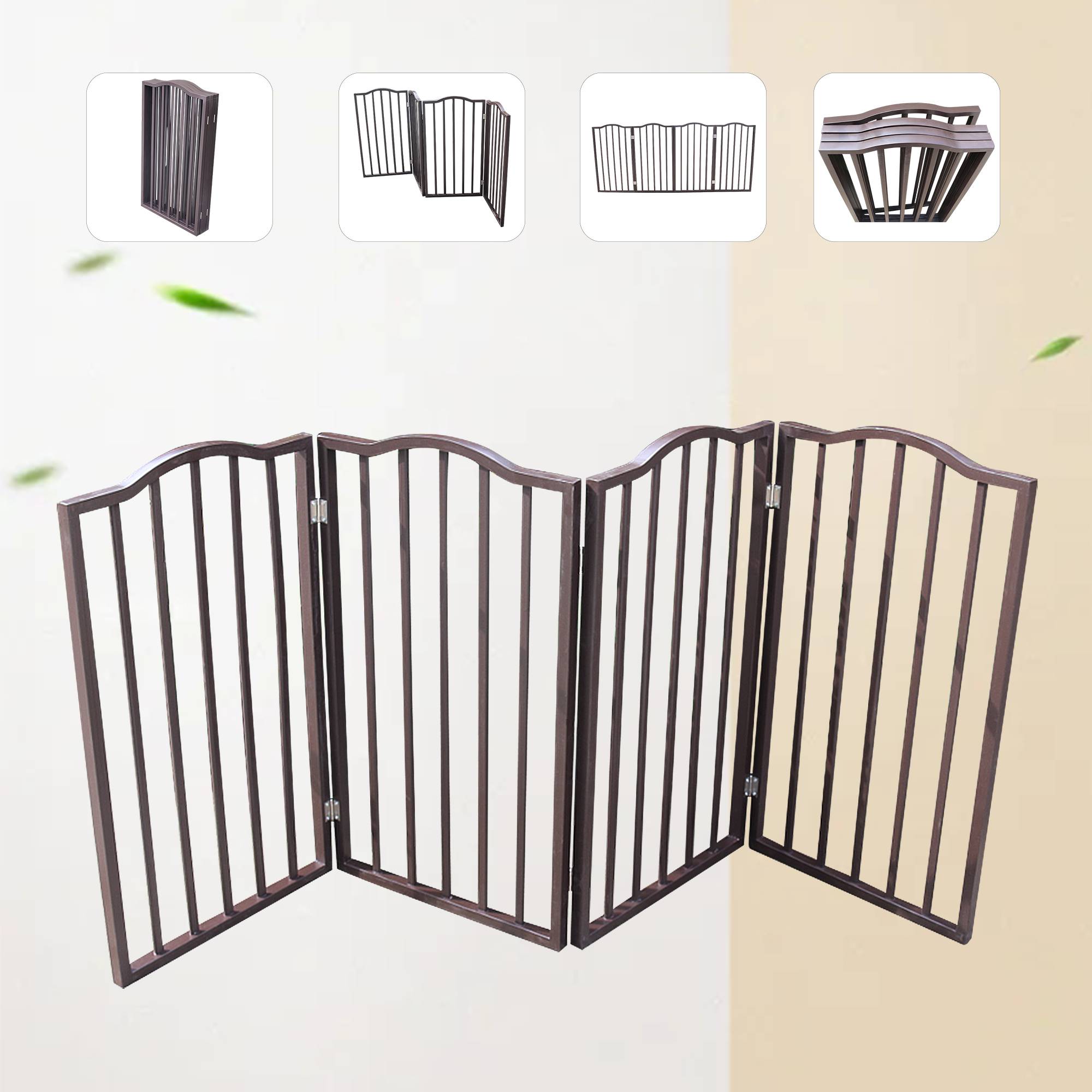 Pet Gate,Dog Gate For Doorways,Stairs Or House,standing, Folding,Arc Wooden - 5 - CJ