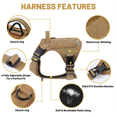 American Local Tactical Pet Boobs Service Dog Harness Vest Adjustable Reflective Dog Harness Metal Buckle Hiking Training - 5 - CJ