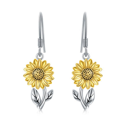 925 Sterling Silver Sunflower Dangle Earrings for Women Girls Teen - 5 - cjdropshipping
