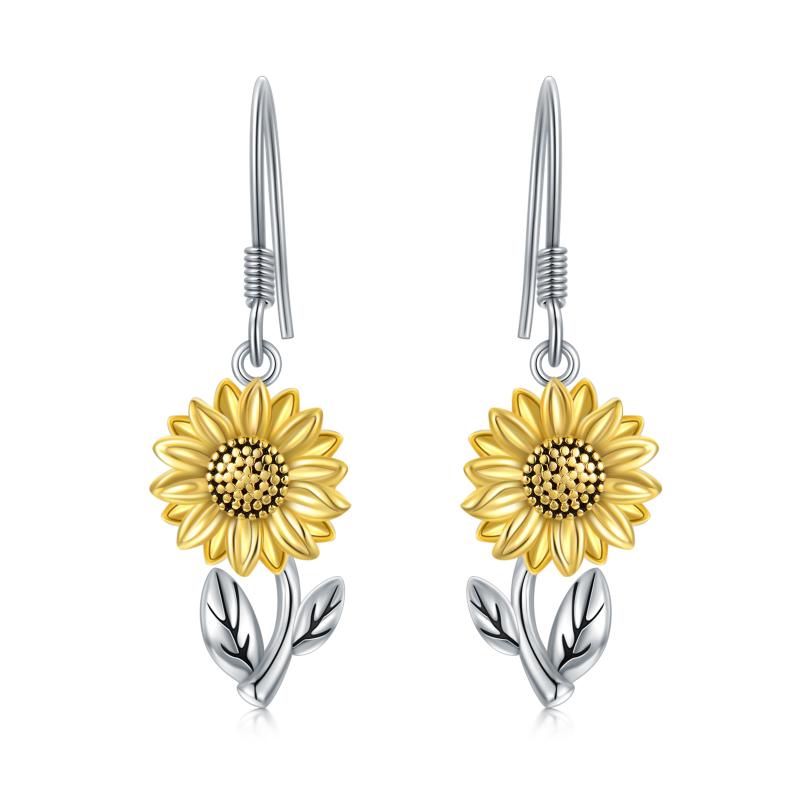 925 Sterling Silver Sunflower Dangle Earrings for Women Girls Teen - 5 - cjdropshipping