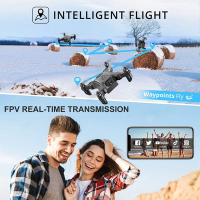 DE  V2 Mini Drone Selfie WIFI FPV With HD Camera Foldable Arm RC Quadcopter Toy - 5 - CJ