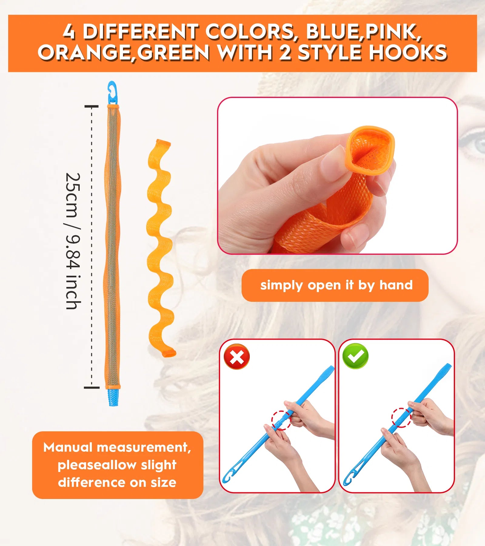 Heatless Hair Curlers Wave Curls Styling Kit For Women Girls On Hair Care - 30 Pcs - 6 Colors - 55 Cm 11.81 Inch - 5 - CJ