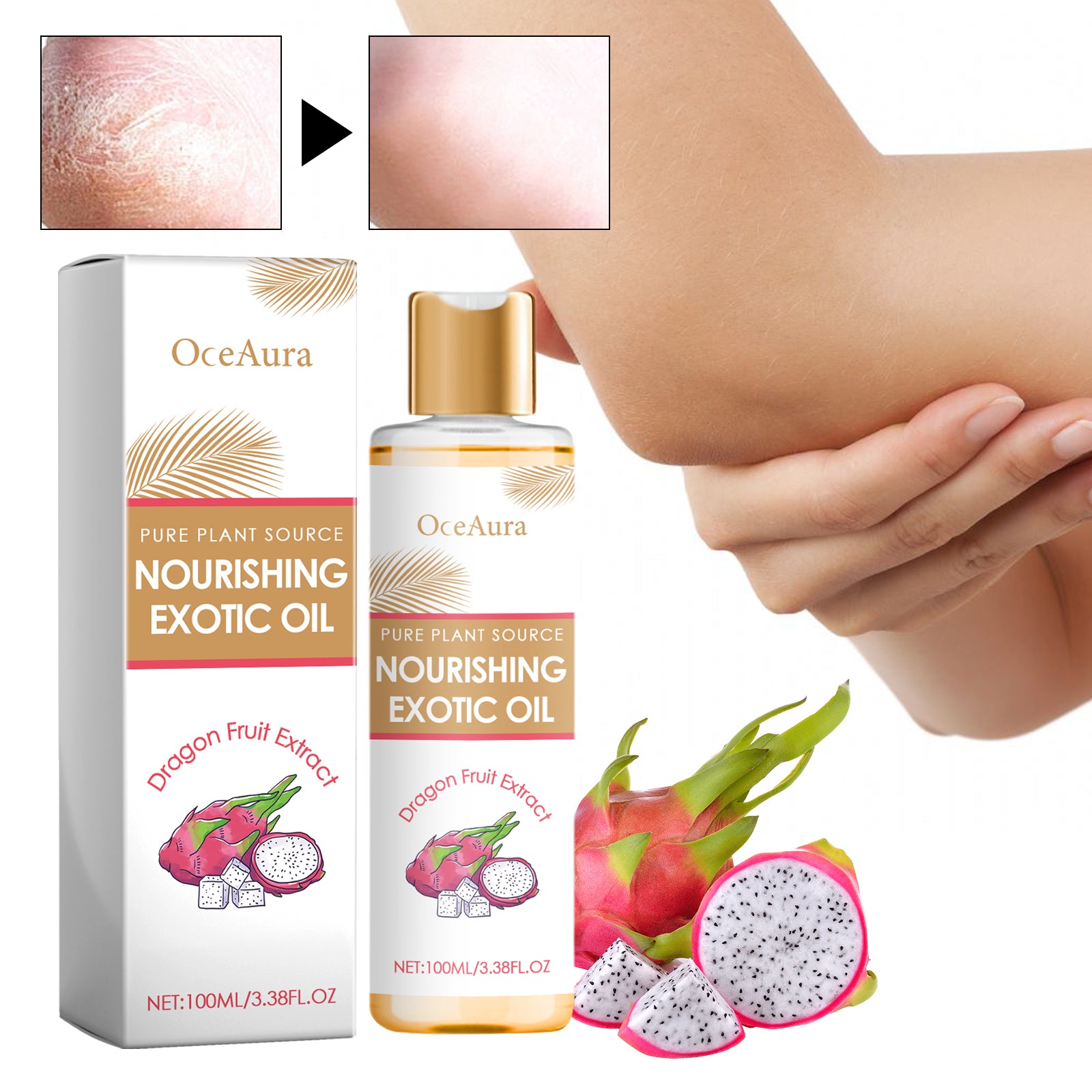 Oceaura Exotic Nourishing Body Oil, Base Oil Fractionated Coconut Oil Body Care Moisturizing Essential Oil