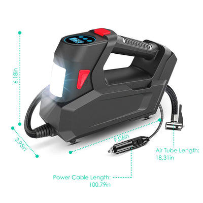 1Pc Portable Tire Inflator 120 PSI Maximum 90W Powered Tire Inflator With Digital Display LED Light Inflatable Nozzle Needle Fuse Air Compressor For Bikes Motorbikes Car Balls - 5 - cjdropshipping