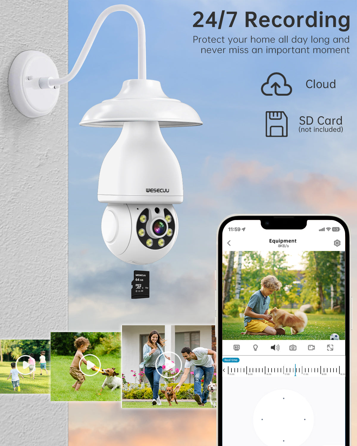 1080p Ptz E27 Socket Bulb Camera 360 Degree Cmos Sensor Network Camera Cctv Security Light Bulb Camera - 5 - CJ