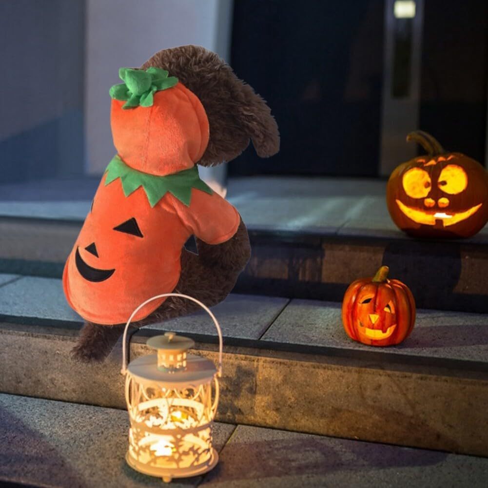 Dog Hoodie Cute Funny Halloween Style Pumpkin Cosplay Costume Warm Puppy Fleece Clothes - 5 - CJ