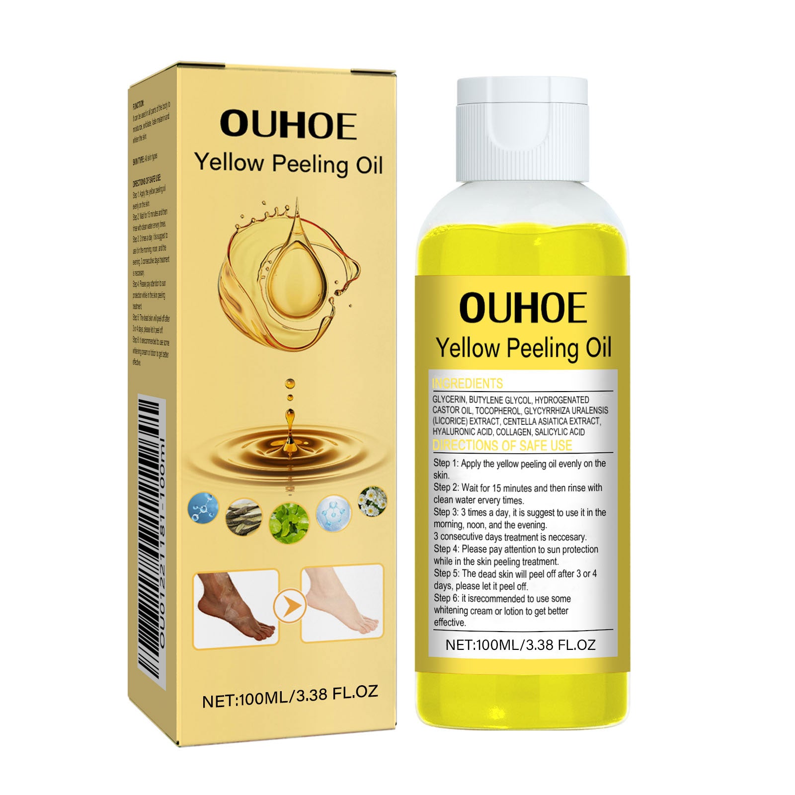 OUHOE Yellow Exfoliating Oil Hydrates And Moisturizes Skincare Body, Clears Skin, Brighens Skin Tone - 5 - CJ
