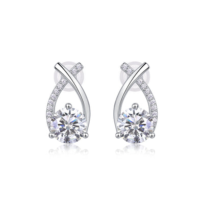 1Happy Encounter - Fashionable And Luxurious Diamond Jewelry Set With 1 - carat Moissan Diamond S925 Sterling Silver And Platinum - plated Stud Earrings Prohibit TikTok sales - 5 - cjdropshipping
