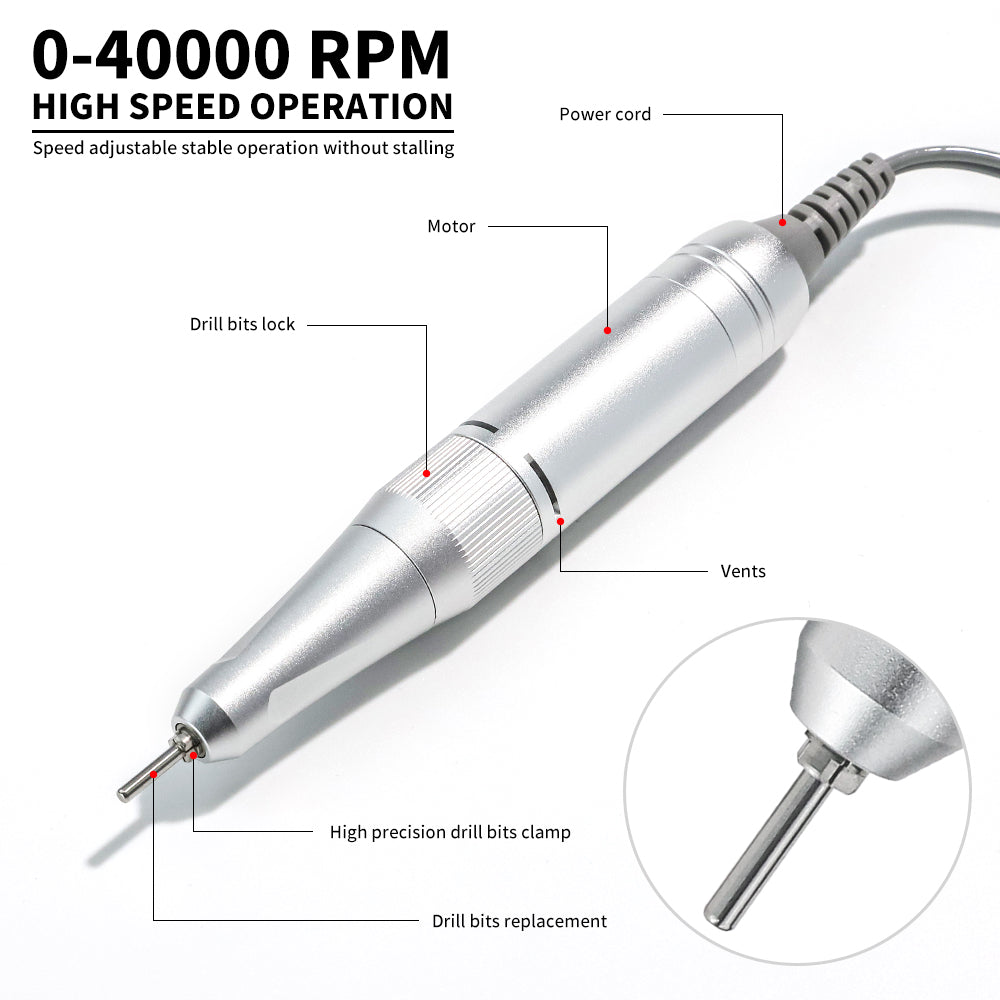 40000RPM Nail Drill Professional Cordless Electric Nail Drill Machine Rechargeable Portable Acrylic Gel Grinder Tools With 6 Bits And Sanding Bands For Manicure Pedicure Carve Polish - 5 - CJ