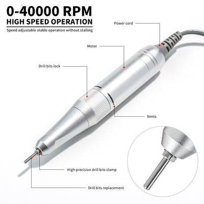 40000RPM Nail Drill Professional Cordless Electric Nail Drill Machine Rechargeable Portable Acrylic Gel Grinder Tools With 6 Bits And Sanding Bands For Manicure Pedicure Carve Polish - 5 - CJ