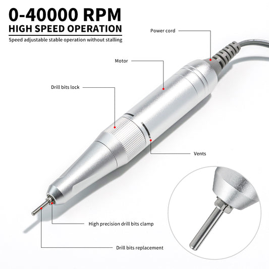 40000RPM Nail Drill Professional Cordless Electric Nail Drill Machine Rechargeable Portable Acrylic Gel Grinder Tools With 6 Bits And Sanding Bands For Manicure Pedicure Carve Polish - 5 - CJ