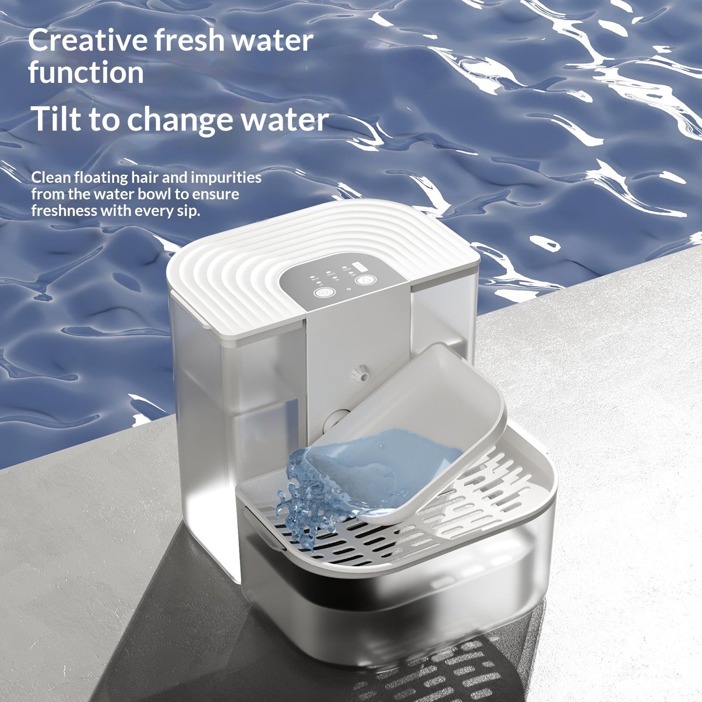 Thermostatically Controlled Plug - Free Pet Water Fountain With Automatic Tilting Feature Flowing Water - 0 - CJ