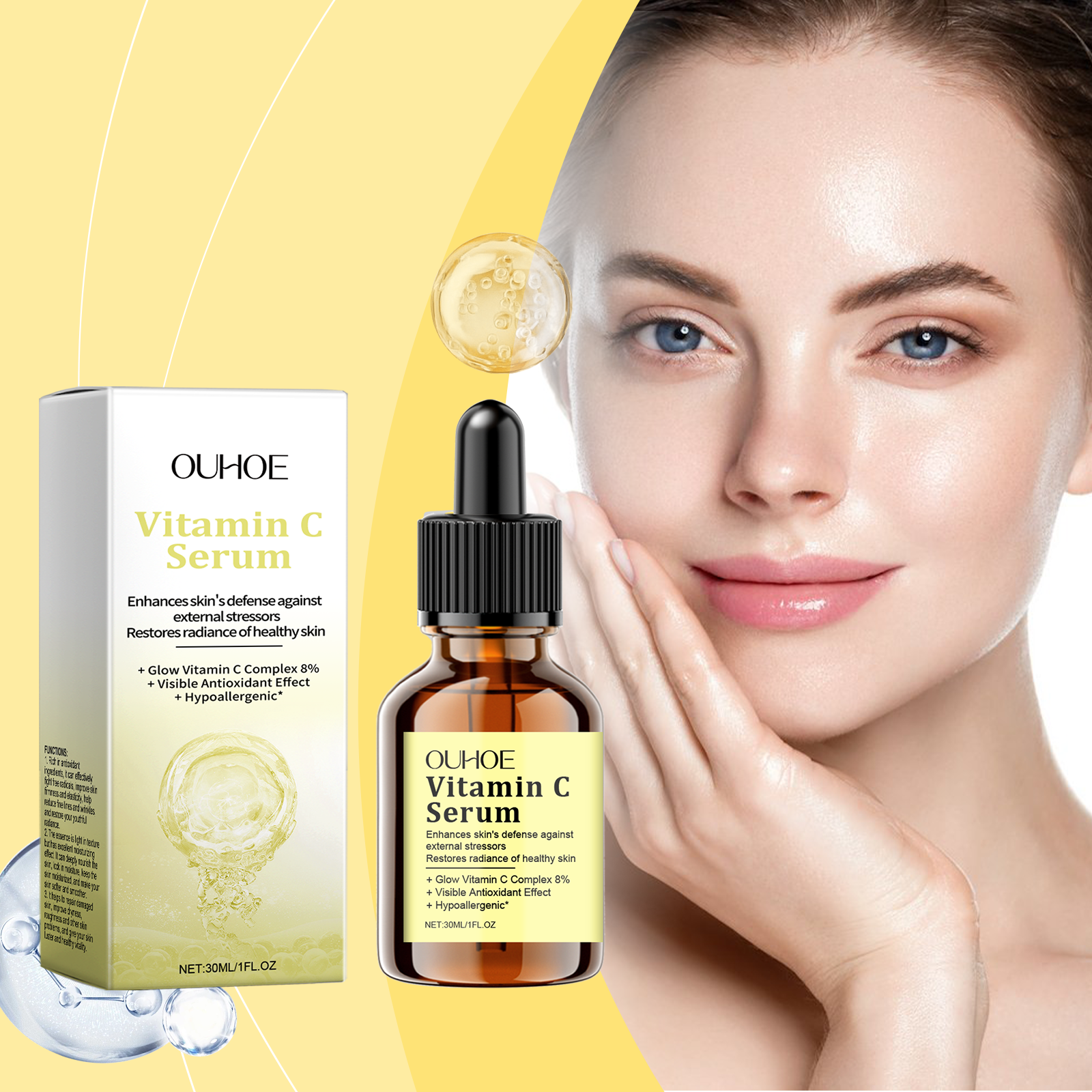 OUHOE Vitamin C Moisturizing Essence Gentle Moisturizing Firming Skin Hydrating Skin Care Essence - 5 - CJ