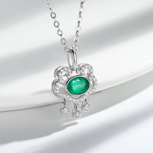 Natural Emerald Necklace Women's 925 Silver Full Set Delicate Light Luxury Pendant Auspicious Cloud Safety Lock Pendant Jewelry - 4 - CJ