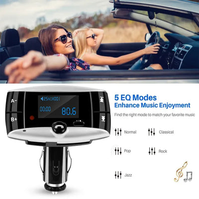Car Wireless FM Transmitter USB Charger Hands - free Call MP3 Player SD Card Reading Aux - in LED Display - 5 - CJ