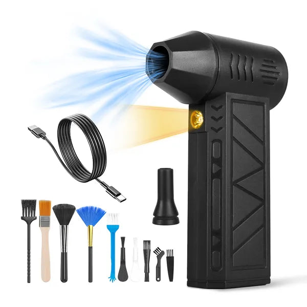 Compressed Air Duster With LED Light Up To 150000RPM Speed For PC Keyboard Cleaning High Speed Rechargeable Cordless Air Blower With 4 Speeds For Home Car Outdoor - 5 - CJ