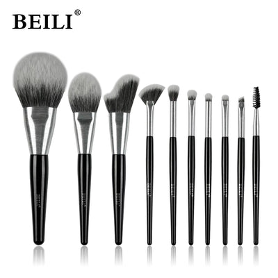 Baili 10pcs Rose Gold Tube Synthetic Hair Vegan Luxury Makeup Brush Set Contour Blush Brush Set - 5 - CJ