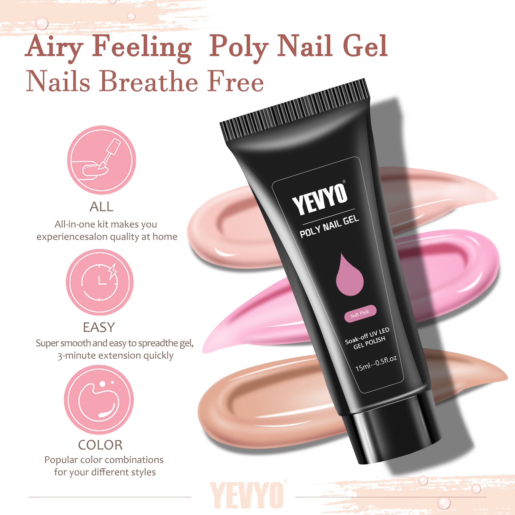 Poly Gel Nail Kit, Poly Nail Gel Kit With UV Lamp For Beginners With Everything, Gel Extension Nail Kit With Slip Solution - 5 - CJ