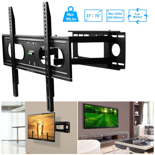 1Pc Full Motion TV Wall Mount Swivel Tilt TV Wall Rack Support 37in To 70in TV Wall Mount Max VESA Up To 600x400mm Holds Up To 99LBS - 5 - CJ