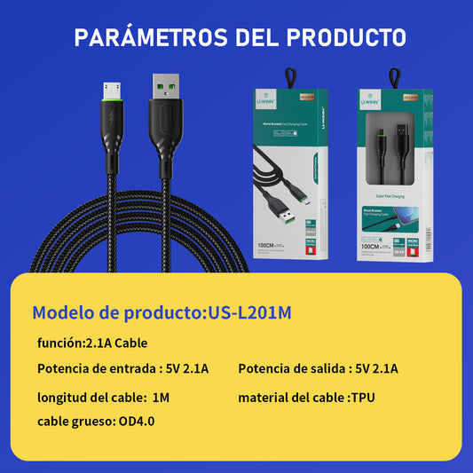 L201 Micro USB Cable 2.1A 1M Black USB 3.0 UWINN - 5 - CJ